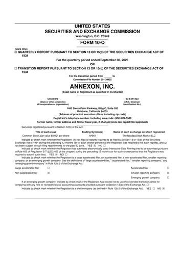 Thumbnail Annexon 10-Q Quarterly Report FY2023 
