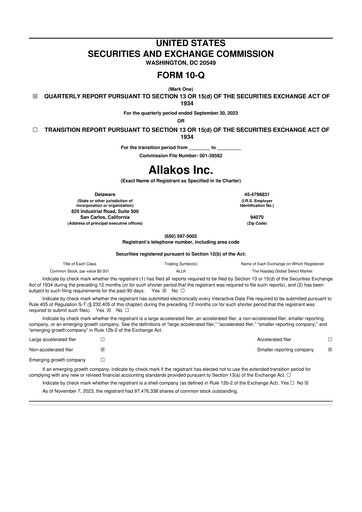 Thumbnail Allakos 10-Q Quarterly Report FY2023 