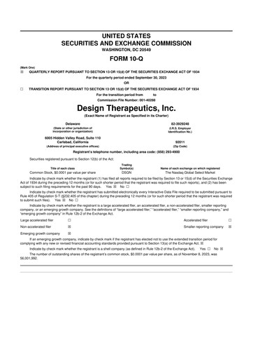 Thumbnail Design Therapeutics 10-Q Quarterly Report FY2023 