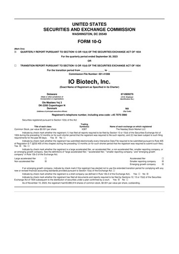 Thumbnail IO Biotech 10-Q Quarterly Report FY2023 
