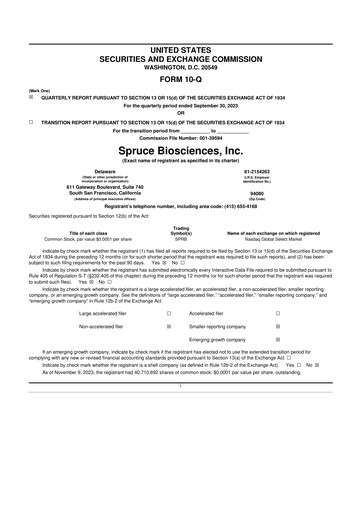 Thumbnail Spruce Biosciences 10-Q Quarterly Report FY2023 