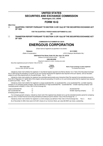 Vorschaubild Energous 10-Q Quartalsbericht 2023 