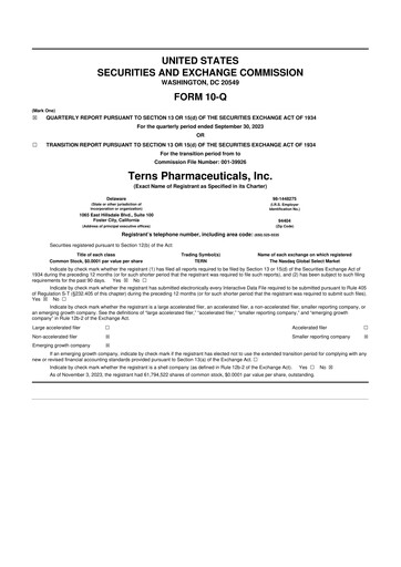 Thumbnail Terns Pharmaceuticals 10-Q Quarterly Report FY2023 