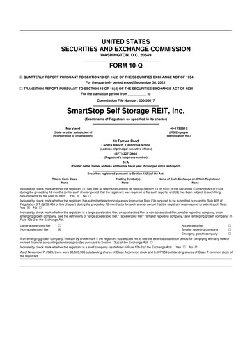 Vorschaubild SmartStop Self Storage REIT 10-Q Quartalsbericht 2023 