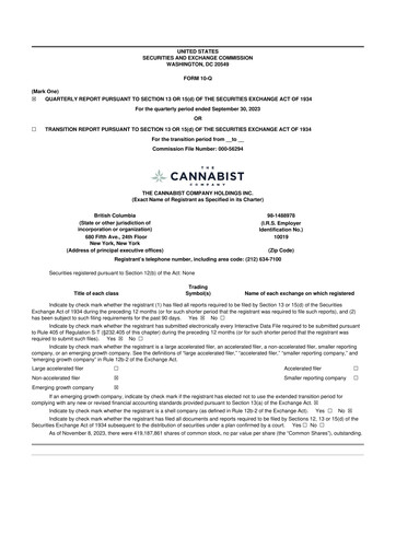 Thumbnail The Cannabist Company 10-Q Quarterly Report FY2023 