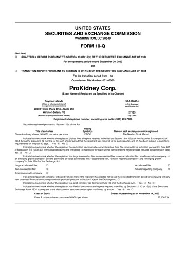 Vorschaubild ProKidney 10-Q Quartalsbericht 2023 
