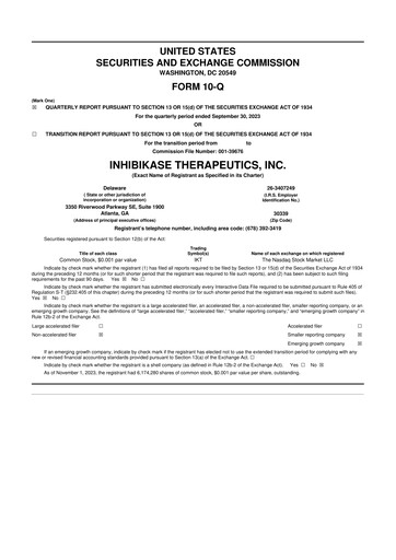 Thumbnail Inhibikase Therapeutics 10-Q Quarterly Report FY2023 