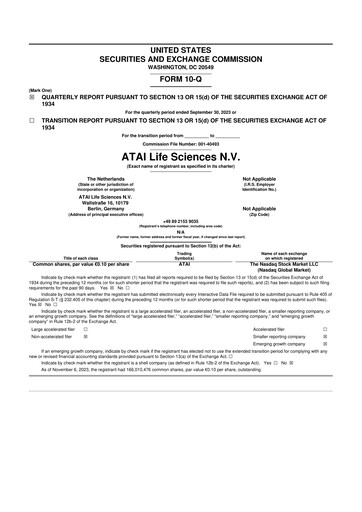 Thumbnail atai Life Sciences 10-Q Quarterly Report FY2023 