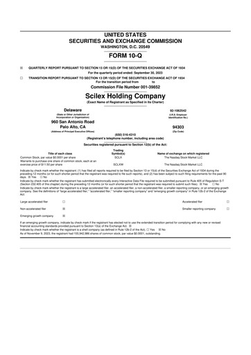 Miniature Scilex Holding 10-Q Rapport trimestriel 2023 