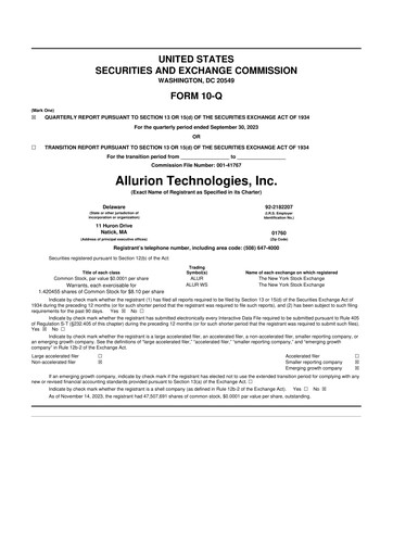 Thumbnail Allurion Technologies 10-Q Quarterly Report FY2023 