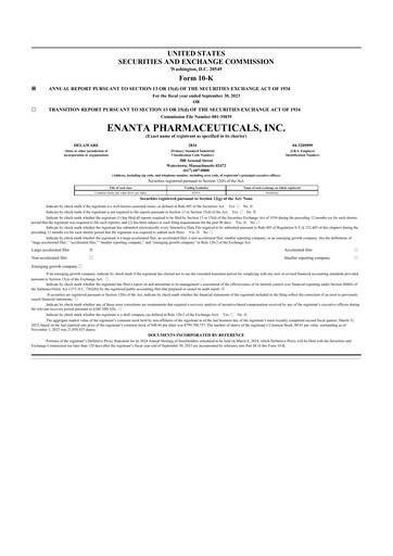 Thumbnail Enanta Pharmaceuticals
 10-K Annual Report 2023