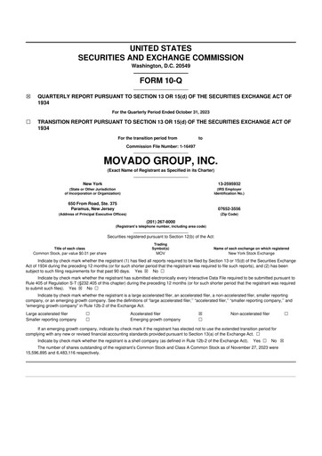 Thumbnail Movado Group 10-Q Quarterly Report FY2024 