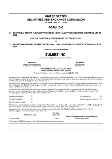Thumbnail Zumiez 10-Q Quarterly Report FY2023 