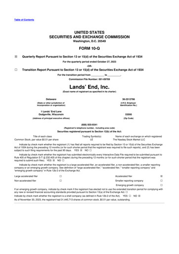 Thumbnail Lands' End
 10-Q Quarterly Report FY2023 