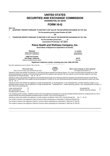 Miniature Petco 10-Q Rapport trimestriel 2023 