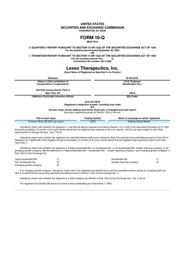 Thumbnail Lexeo Therapeutics 10-Q Quarterly Report FY2023 