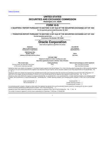 Thumbnail Oracle 10-Q Quarterly Report FY2024 