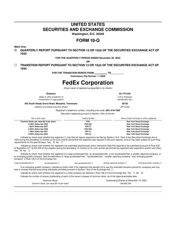 Thumbnail FedEx 10-Q Quarterly Report FY2024 
