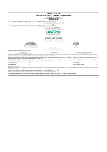 Thumbnail UniFirst 10-Q Quarterly Report FY2024 