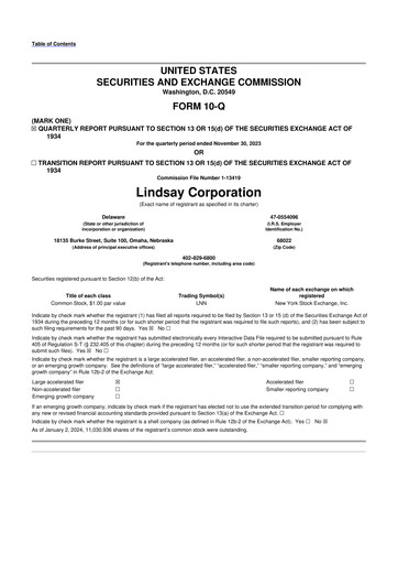 Thumbnail Lindsay Corporation
 10-Q Quarterly Report FY2024 