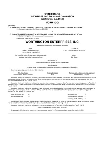Thumbnail Worthington Enterprises 10-Q Quarterly Report FY2023 