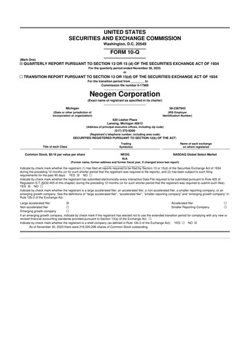 Vorschaubild Neogen 10-Q Quartalsbericht 2024 