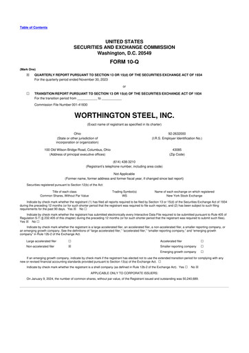 Vorschaubild Worthington Steel 10-Q Quartalsbericht 2023 