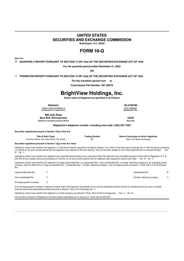 Thumbnail BrightView
 10-Q Quarterly Report FY2024 