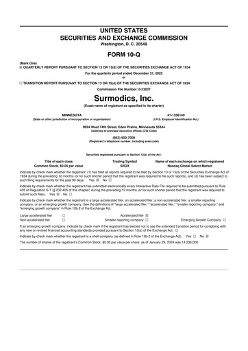 Thumbnail SurModics 10-Q Quarterly Report FY2024 