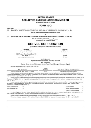 Thumbnail CorVel Corporation
 10-Q Quarterly Report FY2023 