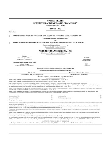 Thumbnail Manhattan Associates
 10-K Annual Report 2023