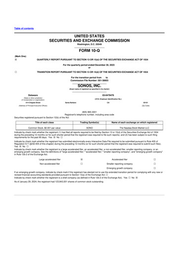 Vorschaubild Sonos
 10-Q Quartalsbericht 2024 