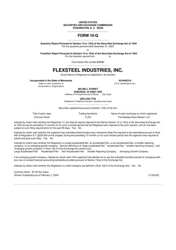 Vorschaubild Flexsteel Industries 10-Q Quartalsbericht 2024 