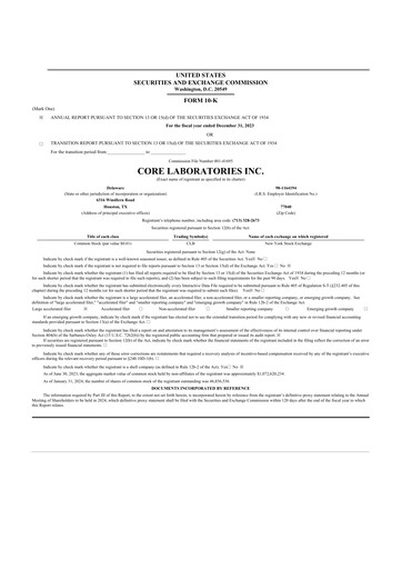 Thumbnail Core Laboratories
 10-K Annual Report 2023