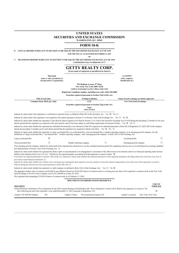 Thumbnail Getty Realty 10-K Annual Report 2023