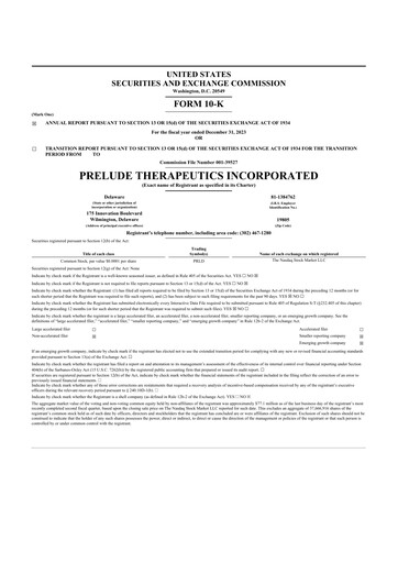 Thumbnail Prelude Therapeutics 10-K Annual Report 2023