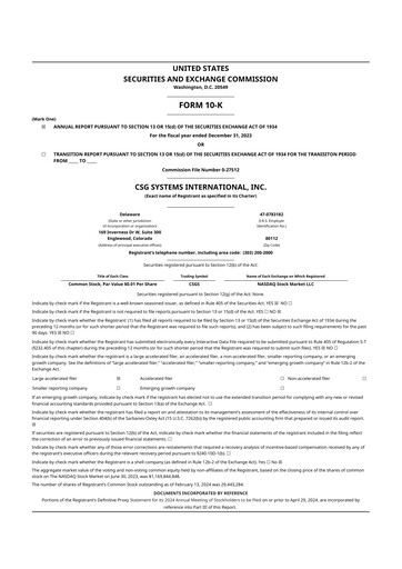 Miniature CSG International
 10-K Rapport annuel 2023