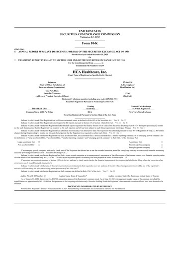 Thumbnail HCA Healthcare 10-K Annual Report 2023