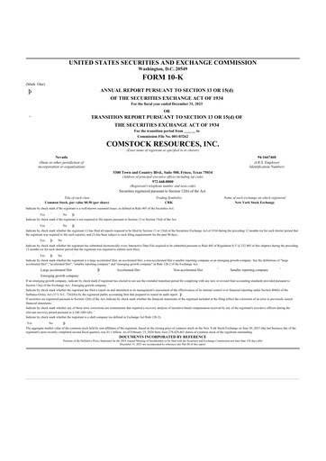 Thumbnail Comstock Resources 10-K Annual Report 2023