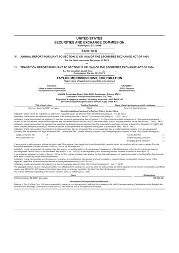 Thumbnail Taylor Morrison
 10-K Annual Report 2023