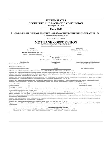 Thumbnail M&T Bank 10-K Annual Report 2023