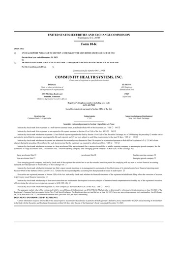 Thumbnail Community Health Systems
 10-K Annual Report 2023