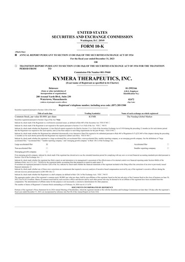 Thumbnail Kymera Therapeutics 10-K Annual Report 2023
