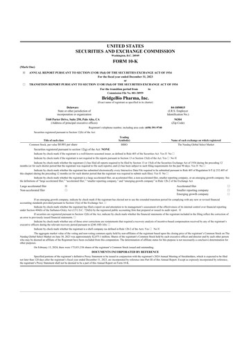 Thumbnail BridgeBio Pharma
 10-K Annual Report 2023