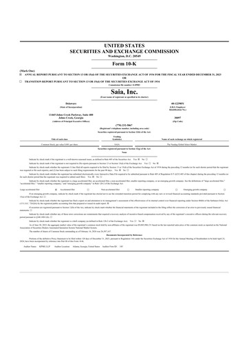 Thumbnail Saia
 10-K Annual Report 2023