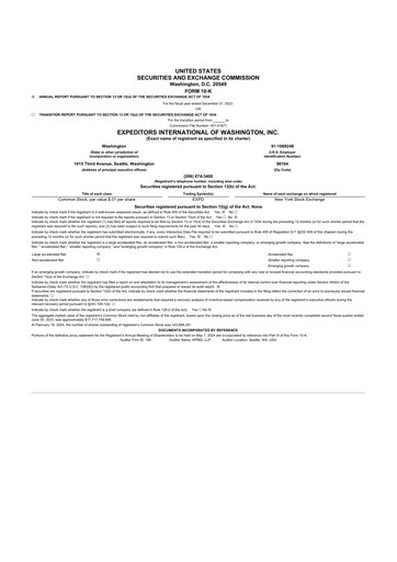 Miniature Expeditors International 10-K Rapport annuel 2023