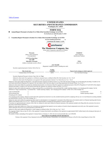 Thumbnail The Manitowoc Company
 10-K Annual Report 2023