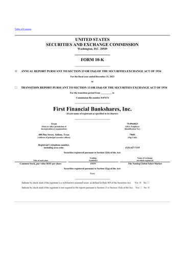 Thumbnail First Financial Bankshares 10-K Annual Report 2023