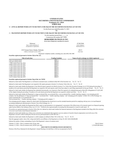 Thumbnail Berkshire Hathaway  10-K Annual Report 2023