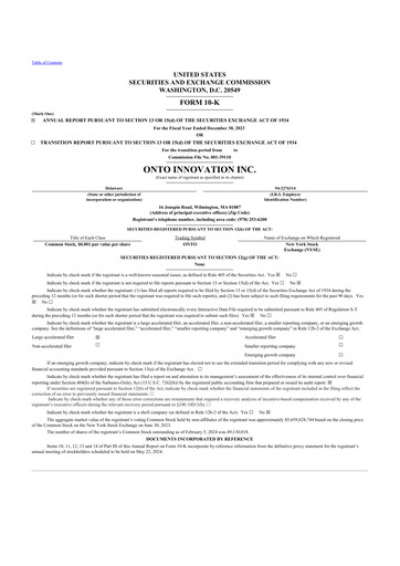 Thumbnail Onto Innovation 10-K Annual Report 2022